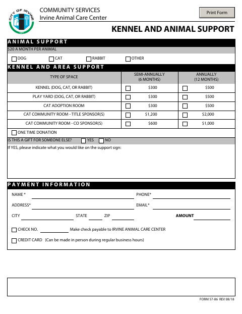 First page of the Kennel and Animal Support