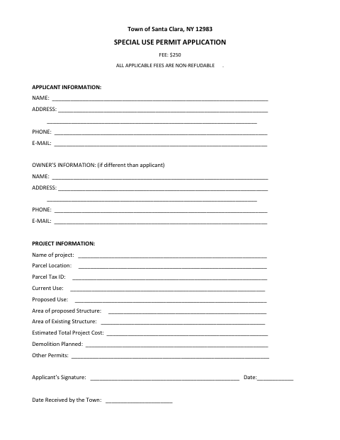 First page of the Special Use Permit Application