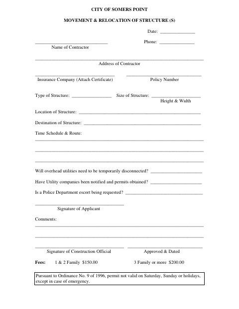 First page of the Movement & Relocation of Structures