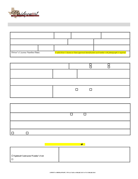 First page of the Mobile Food Vendor Permit Application