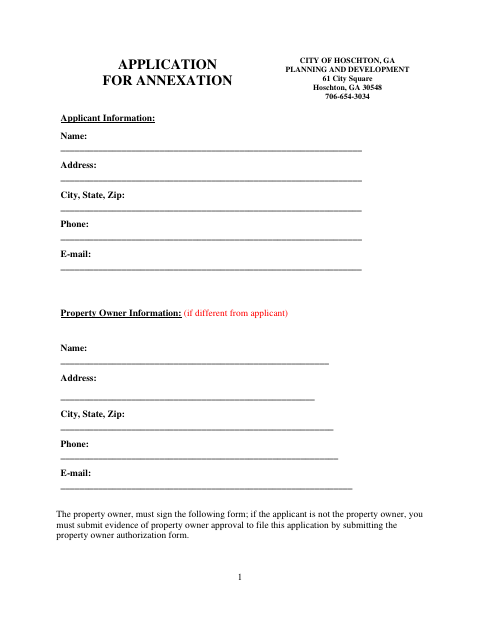 First page of the Annexation Application