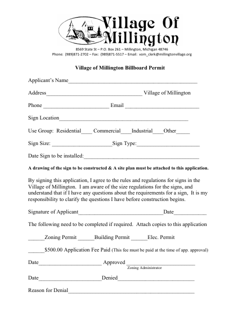 First page of the Billboard Permit
