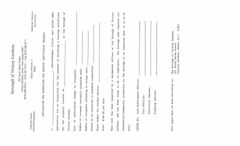 First page of the Transfer of Ownership Certificate of Occupancy Application