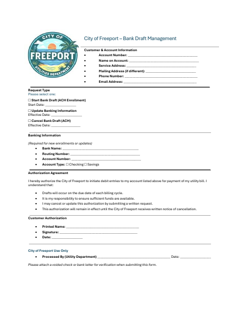 First page of the Bank Draft Management