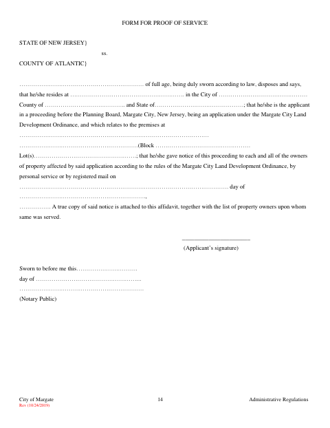 First page of the Proof of Service