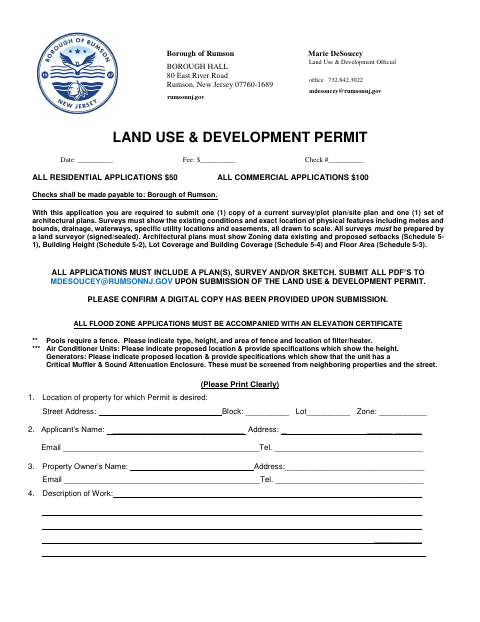 First page of the Land Use & Development Permit