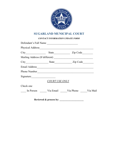 First page of the Contact Information Update Form