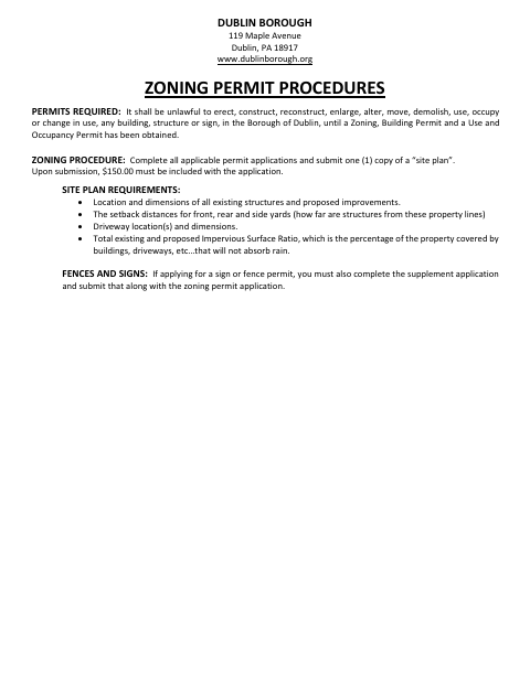 First page of the Zoning Permit Application and Sign Supplement