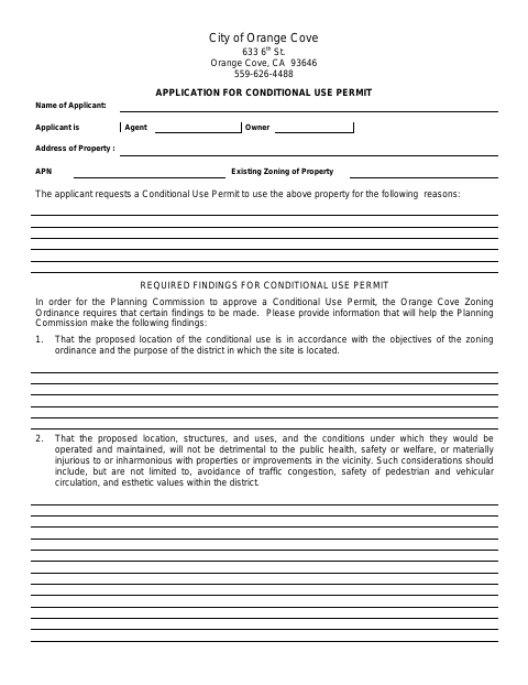 First page of the Application for Conditional Use Permit