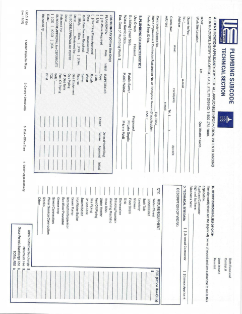First page of the UCC Plumbing Subcode