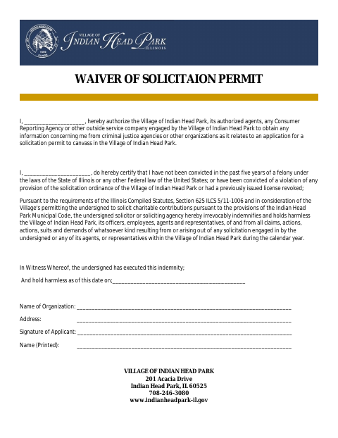 First page of the Solicitation Waiver