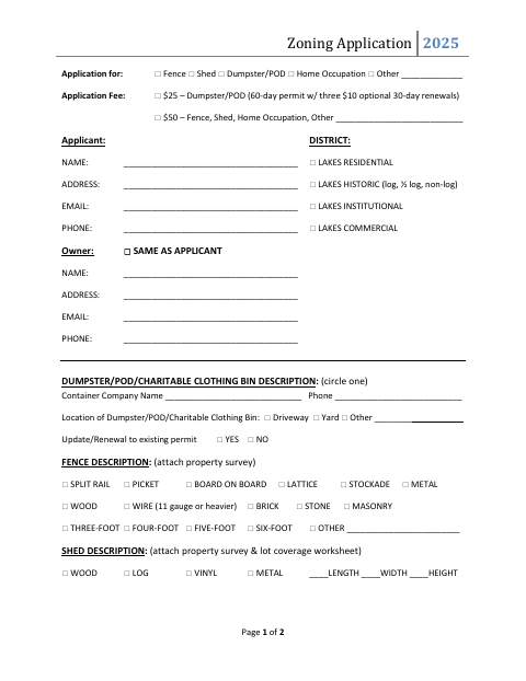 First page of the Zoning Application