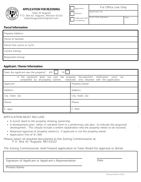 First page of the Application for Rezoning
