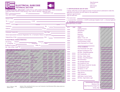 First page of the Electrical Subcode Technical Section