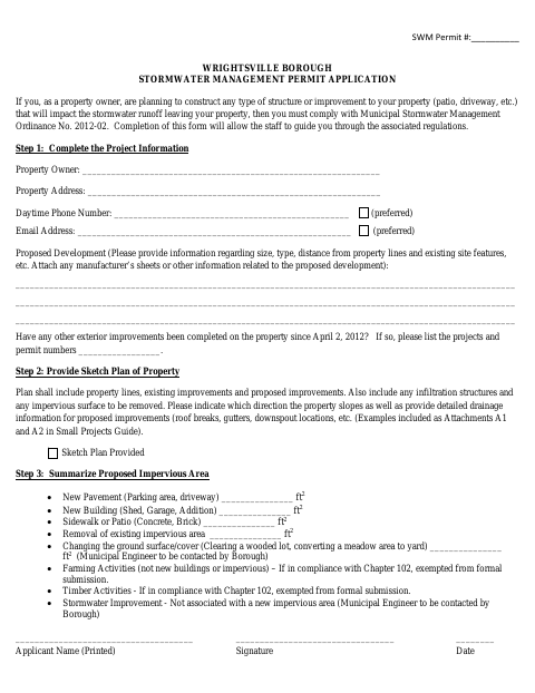 First page of the Stormwater Management Permit Application