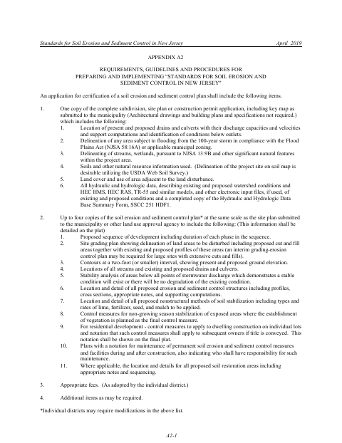 First page of the Application for Certification of a Soil Erosion and Sediment Control Plan