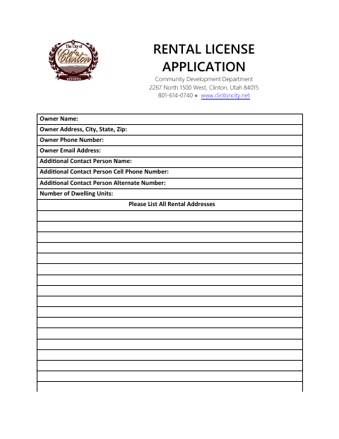 First page of the Rental License Application and Affidavit