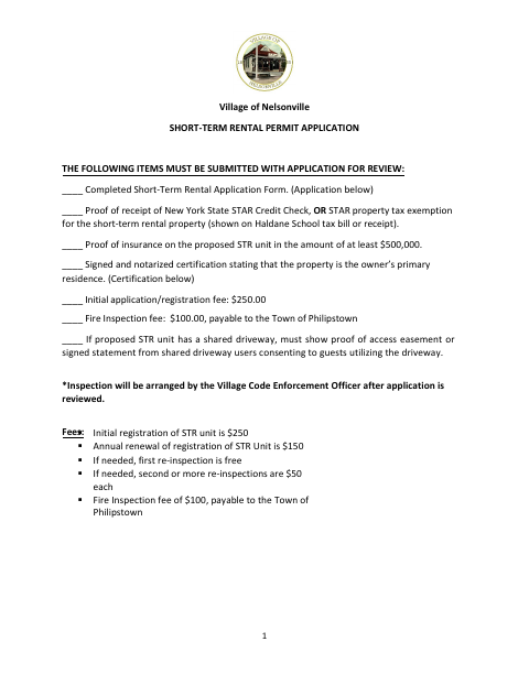 First page of the Short-Term Rental Permit Application and Certification