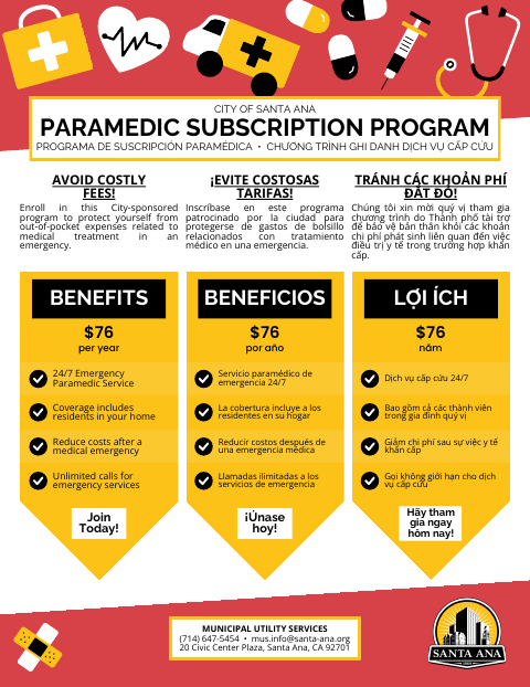First page of the Paramedic Subscription Program Enrollment Form