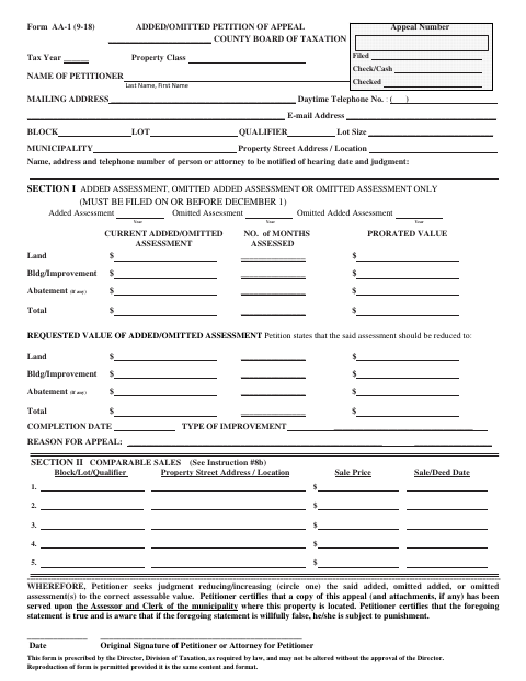 First page of the Added/Omitted Petition of Appeal