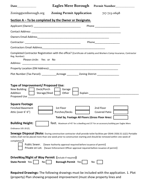 First page of the Zoning Permit Application