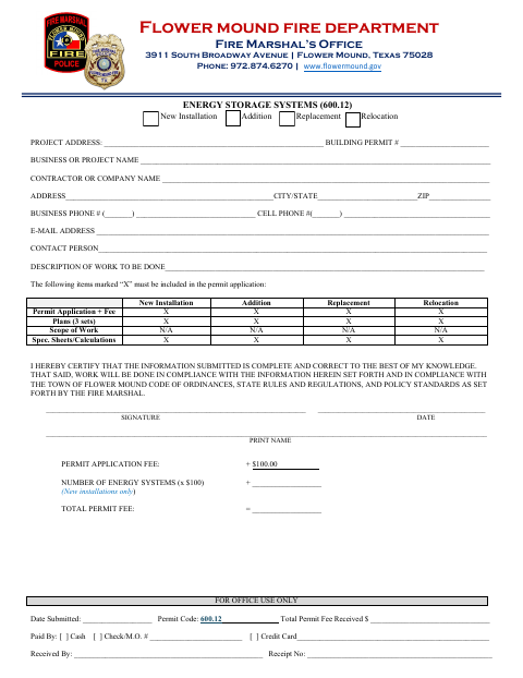 First page of the Energy Storage Systems Application
