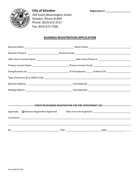 First page of the Business Registration Application