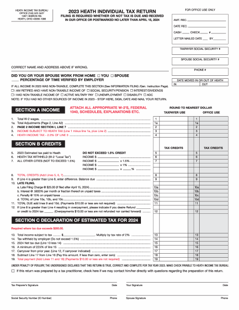 First page of the 2023 Individual Income Tax Return