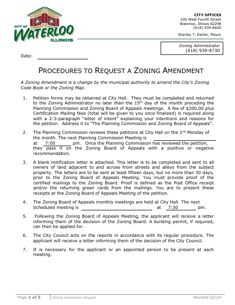 First page of the Zoning Amendment Request