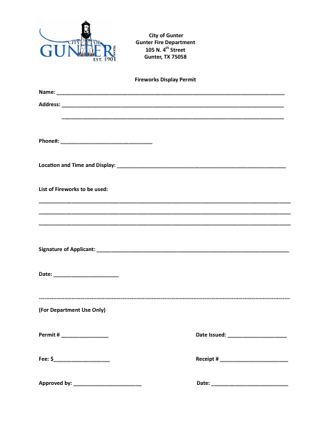 First page of the Fireworks Display Permit