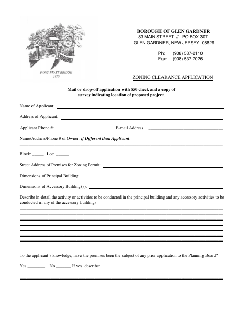 First page of the Zoning Clearance Application