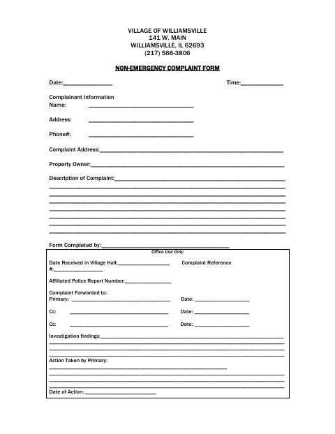First page of the Non-Emergency Complaint Form