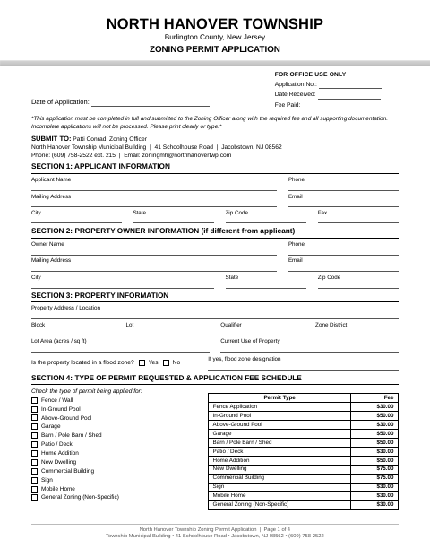 First page of the Zoning Permit Application
