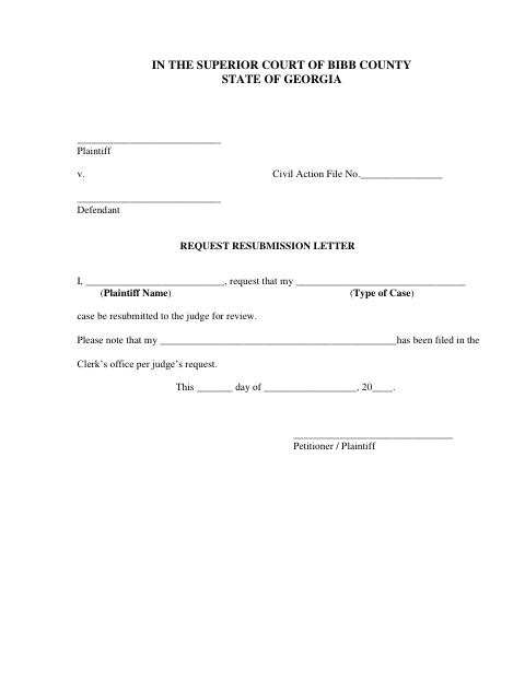 First page of the Request Resubmission Letter