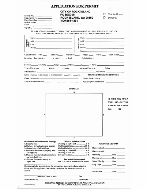 First page of the Building Permit Application