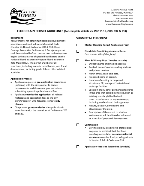 First page of the Floodplain Permit Guidelines