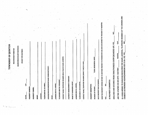 First page of the Vacant Property Registration Form