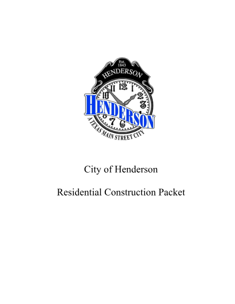 First page of the Residential Construction Permit Packet