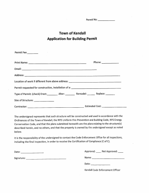 First page of the Building Permit Application