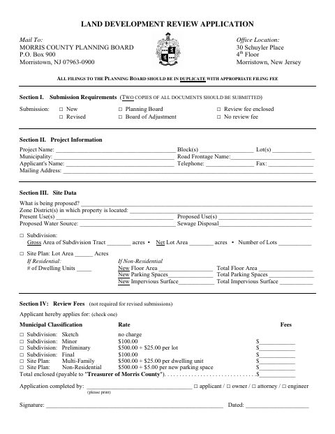 First page of the Land Development Review Application