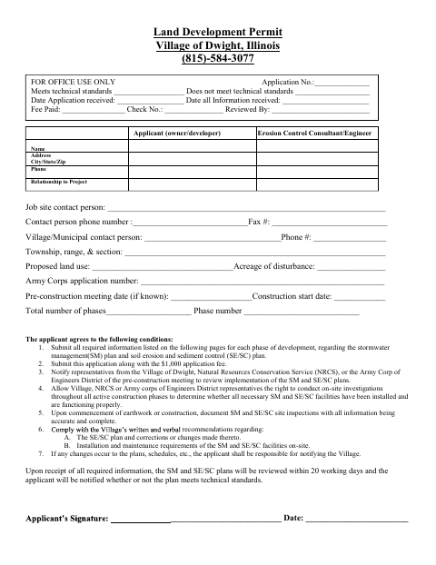 First page of the Land Development Permit