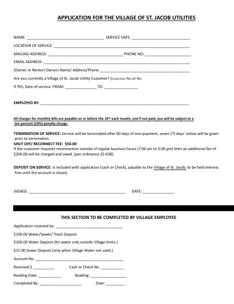 First page of the Utilities Application