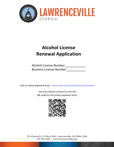 First page of the Alcohol License Renewal Application