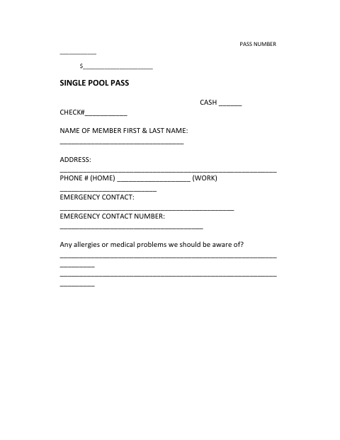 First page of the Single Pool Pass