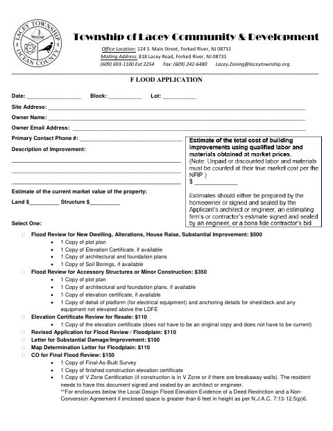 First page of the Flood Application