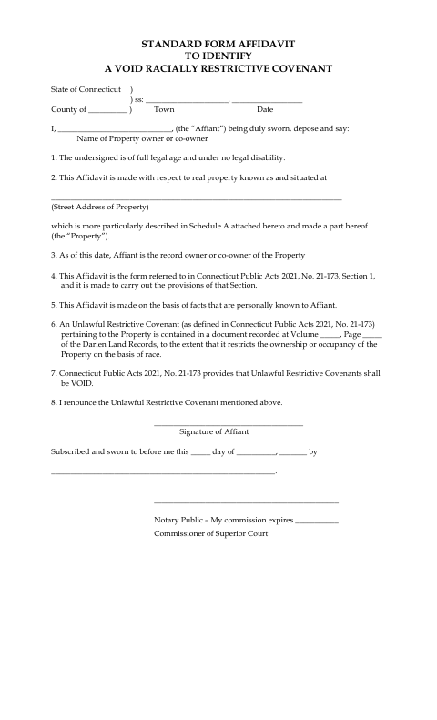 First page of the Affidavit to Identify a Void Racially Restrictive Covenant