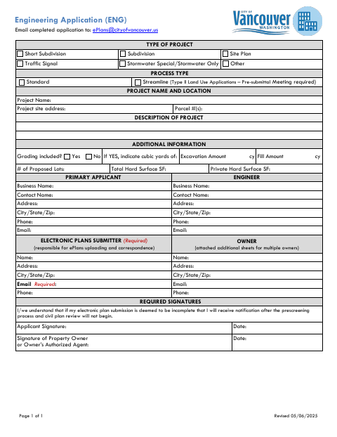 First page of the Engineering Application