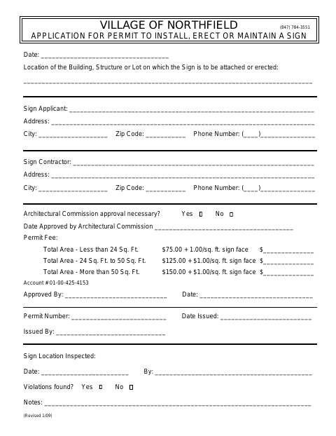 First page of the Sign Permit Application