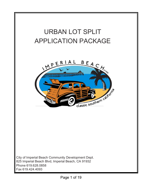 First page of the Urban Lot Split Application Package (SB9)
