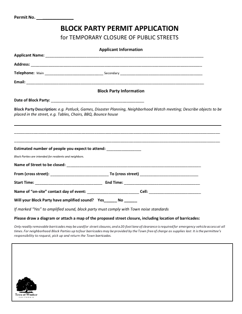 First page of the Block Party Permit Application
